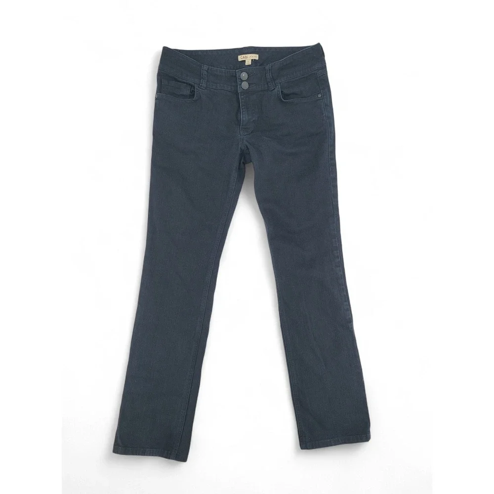 CAbi Womens Size 12 Dark Wash Jeans Straight Leg Stretch Denim‎ Mid Rise Casual